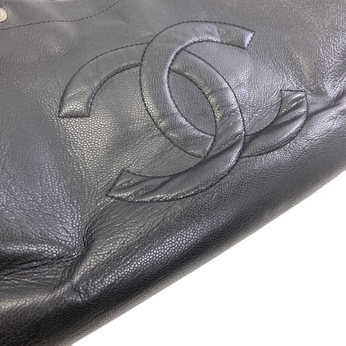 CHANEL COCO Mark SilverHardware Tote Bag Grained Calfskin Skin Ladies [Used]