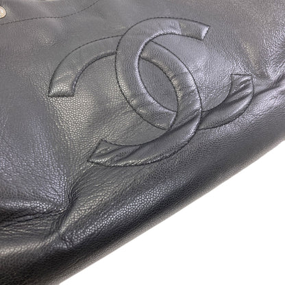 CHANEL COCO Mark SilverHardware Tote Bag Grained Calfskin Skin Ladies [Used]
