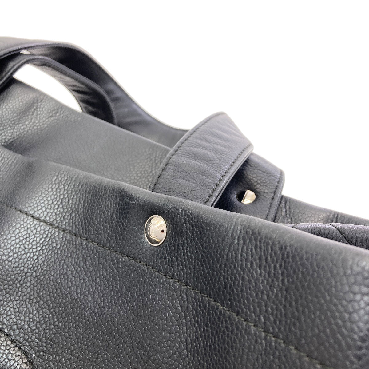 CHANEL COCO Mark SilverHardware Tote Bag Grained Calfskin Skin Ladies [Used]