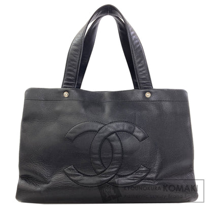 CHANEL COCO Mark SilverHardware Tote Bag Grained Calfskin Skin Ladies [Used]