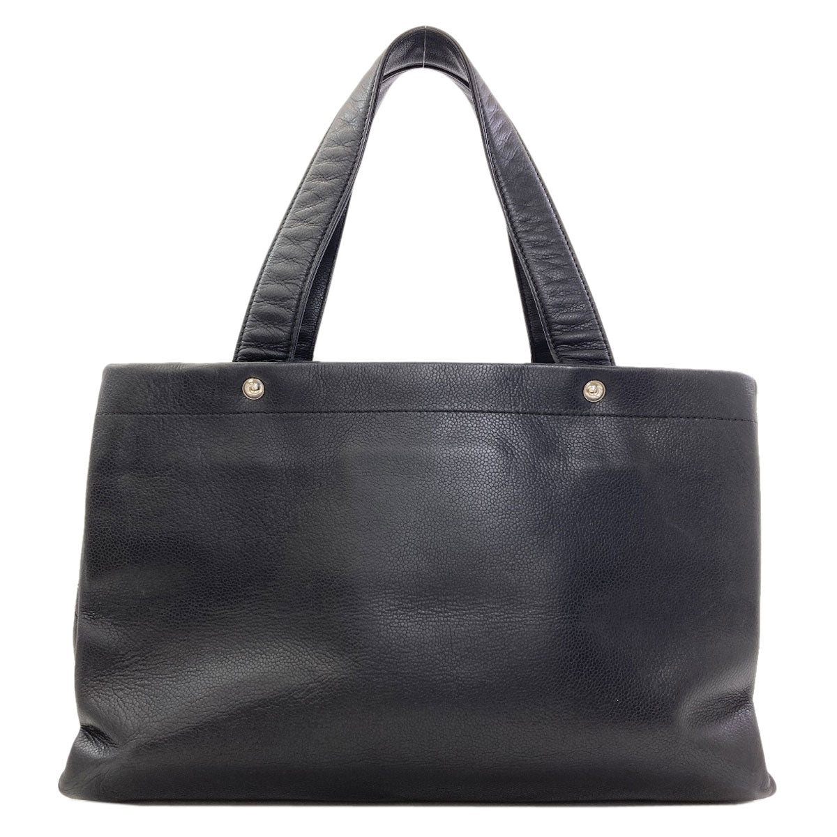 CHANEL COCO Mark SilverHardware Tote Bag Grained Calfskin Skin Ladies [Used]