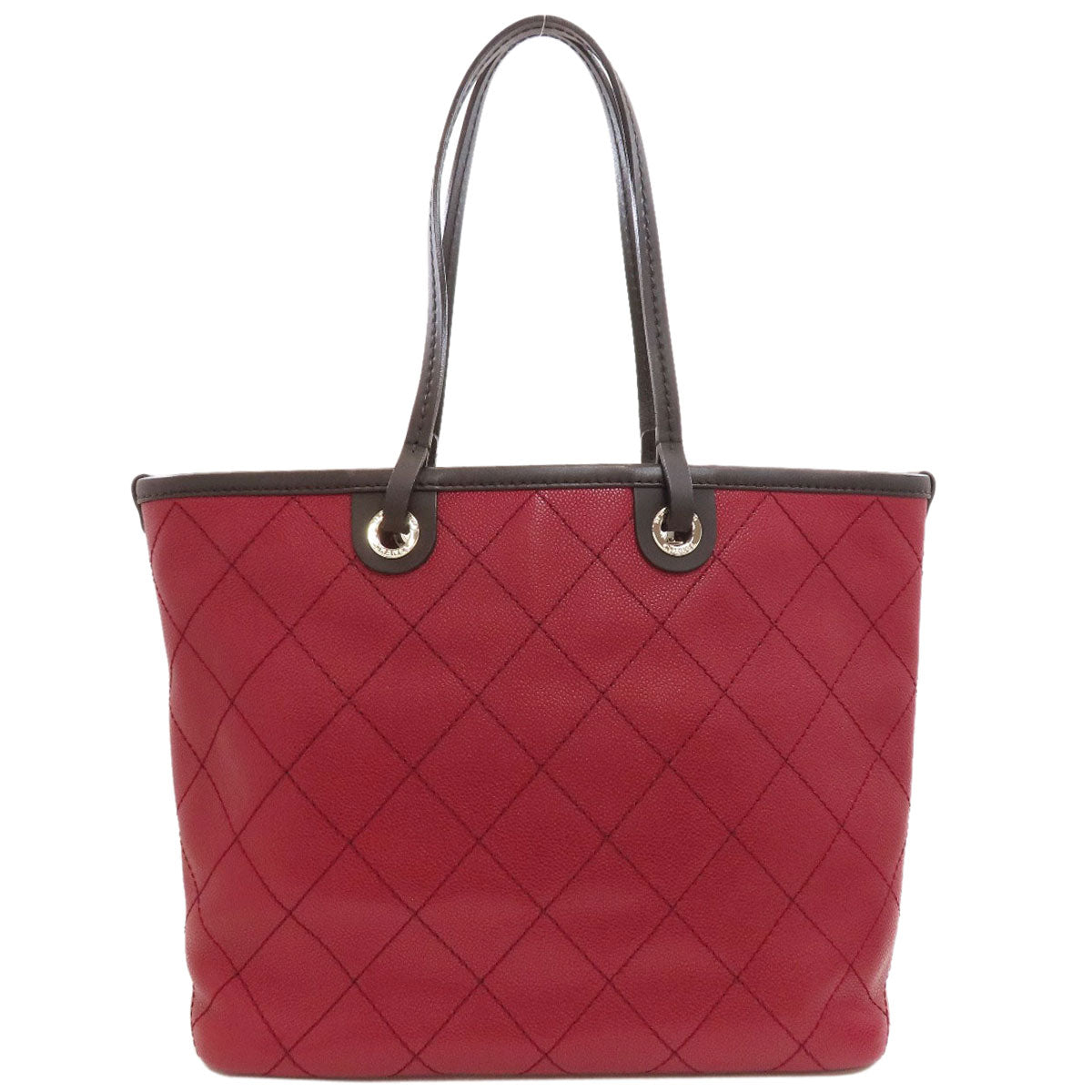 CHANEL On the Road Wild Stitch SilverHardware Tote Bag Grained Calfskin Skin Ladies [Used]
