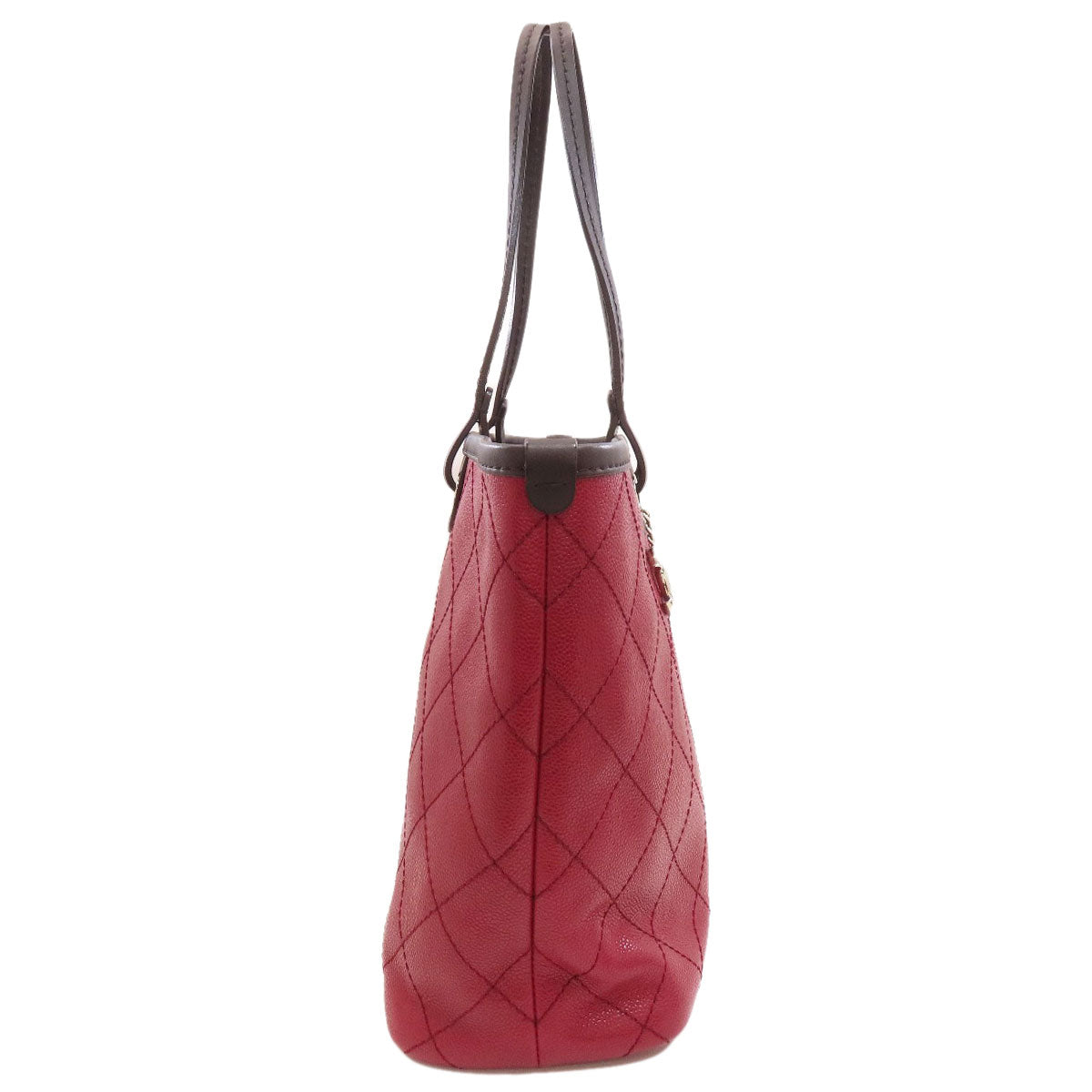 CHANEL On the Road Wild Stitch SilverHardware Tote Bag Grained Calfskin Skin Ladies [Used]