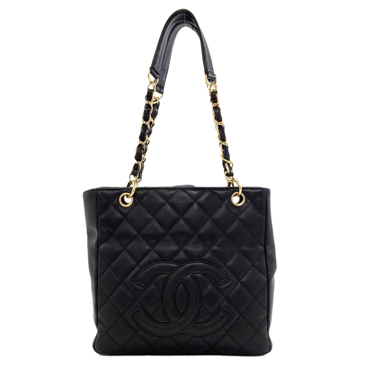 CHANEL Petit Shopping PST Matelasse GoldHardware Tote Bag Grained Calfskin Skin Ladies [Used]