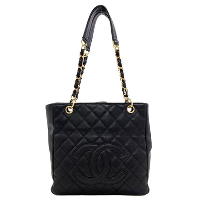 CHANEL Petit Shopping PST Matelasse GoldHardware Tote Bag Grained Calfskin Skin Ladies [Used]