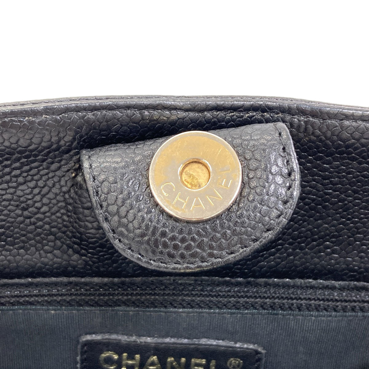CHANEL Petit Shopping PST Matelasse GoldHardware Tote Bag Grained Calfskin Skin Ladies [Used]