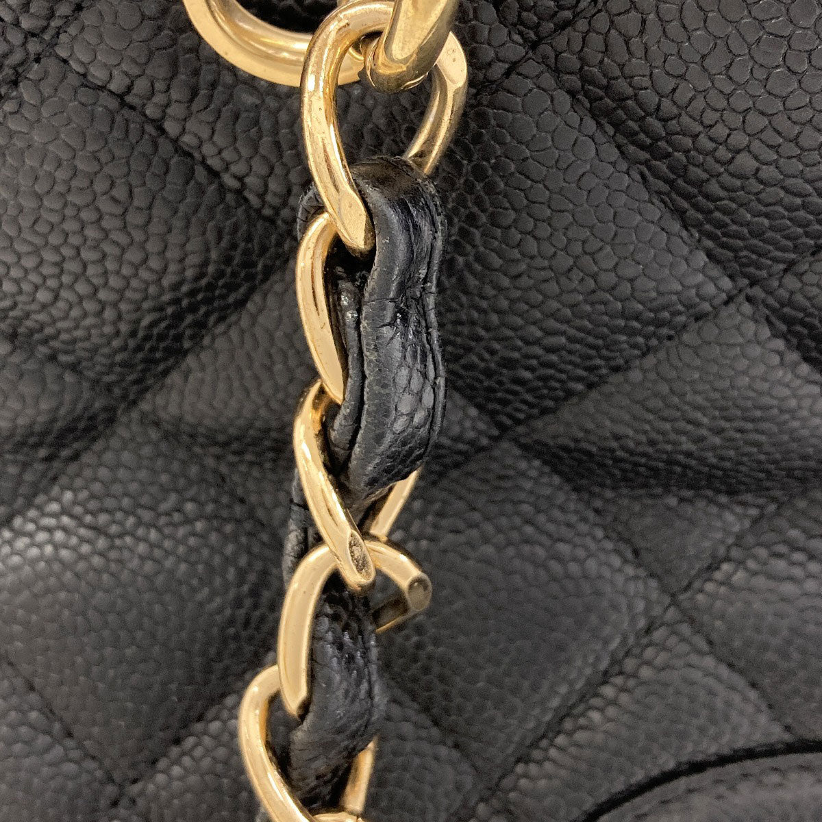 CHANEL Petit Shopping PST Matelasse GoldHardware Tote Bag Grained Calfskin Skin Ladies [Used]