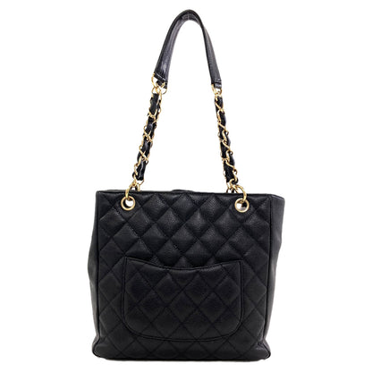 CHANEL Petit Shopping PST Matelasse GoldHardware Tote Bag Grained Calfskin Skin Ladies [Used]