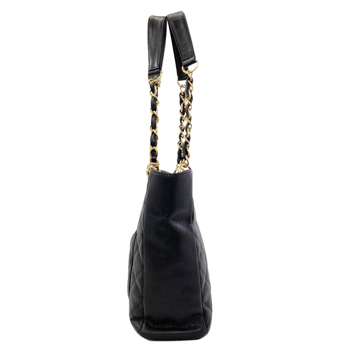 CHANEL Petit Shopping PST Matelasse GoldHardware Tote Bag Grained Calfskin Skin Ladies [Used]