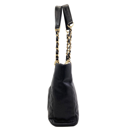 CHANEL Petit Shopping PST Matelasse GoldHardware Tote Bag Grained Calfskin Skin Ladies [Used]