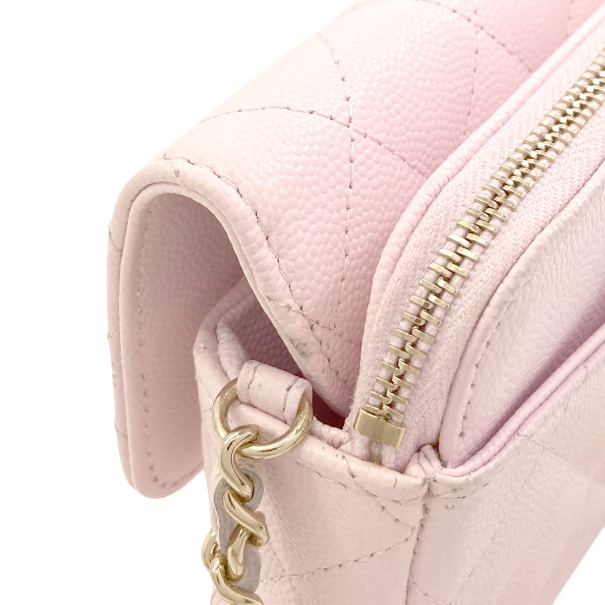 CHANEL AP2096 GoldHardware Flap Phone Case Shoulder Bag Grained Calfskin Skin Ladies [Used]