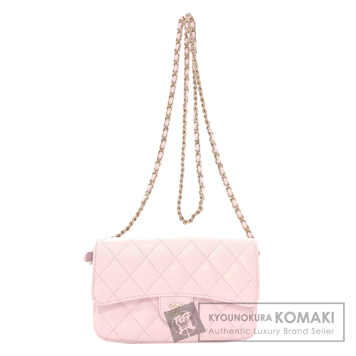 CHANEL AP2096 GoldHardware Flap Phone Case Shoulder Bag Grained Calfskin Skin Ladies [Used]