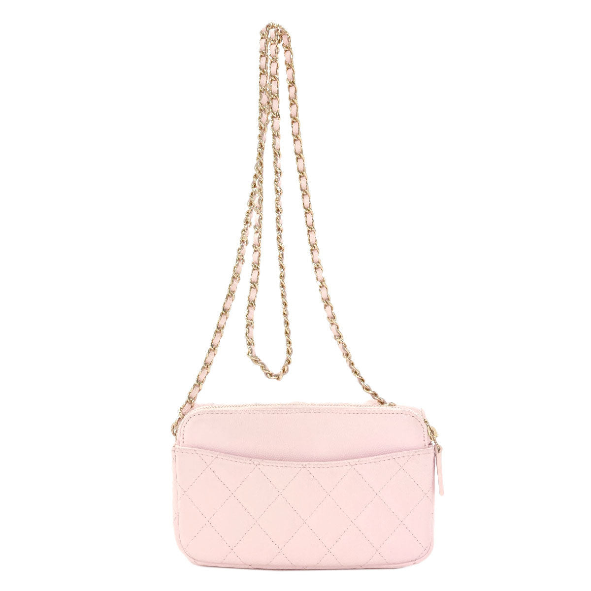 CHANEL AP2096 GoldHardware Flap Phone Case Shoulder Bag Grained Calfskin Skin Ladies [Used]