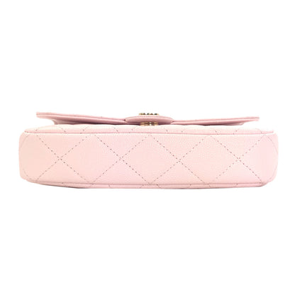 CHANEL AP2096 GoldHardware Flap Phone Case Shoulder Bag Grained Calfskin Skin Ladies [Used]
