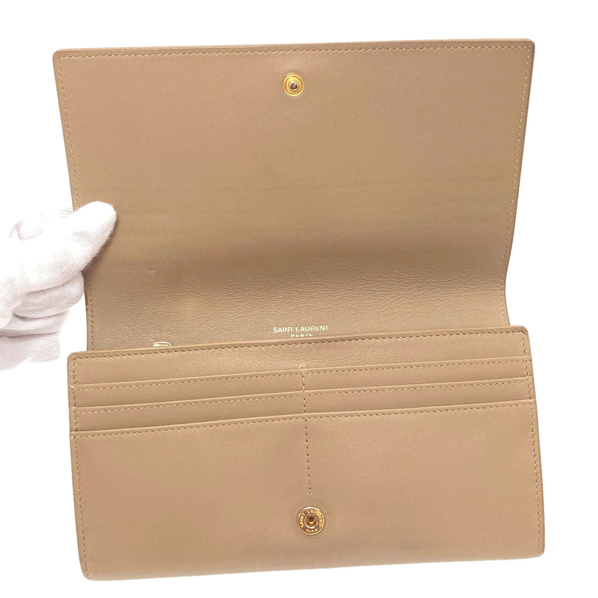 SAINT LAURENT Cassandra Long wallet (with coin pocket) Leather Ladies [Used]