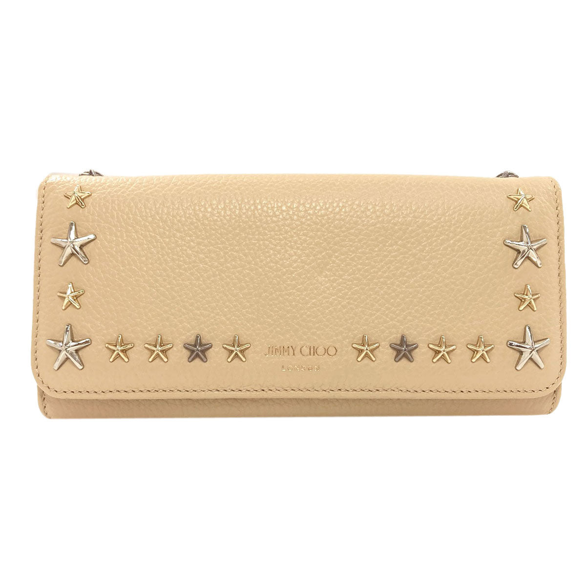 Jimmy Choo Star motif studs Long wallet (with coin pocket) Leather Ladies [Used]