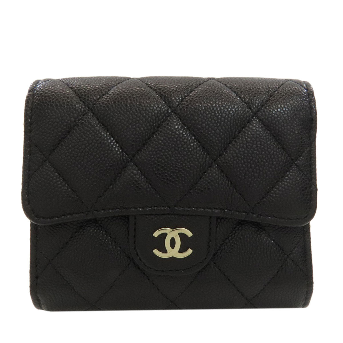 CHANEL Matelasse SilverHardware Bifold Wallet with Coin Pocket Grained Calfskin Skin Ladies [Used]
