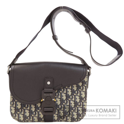 CHRISTIAN DIOR Saddle flap messenger bag Shoulder Bag Grained Calfskin Skin CanvasLadies [Used]