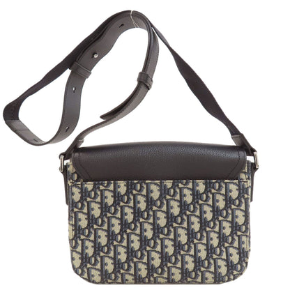 CHRISTIAN DIOR Saddle flap messenger bag Shoulder Bag Grained Calfskin Skin CanvasLadies [Used]