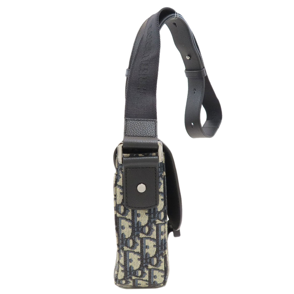 CHRISTIAN DIOR Saddle flap messenger bag Shoulder Bag Grained Calfskin Skin CanvasLadies [Used]