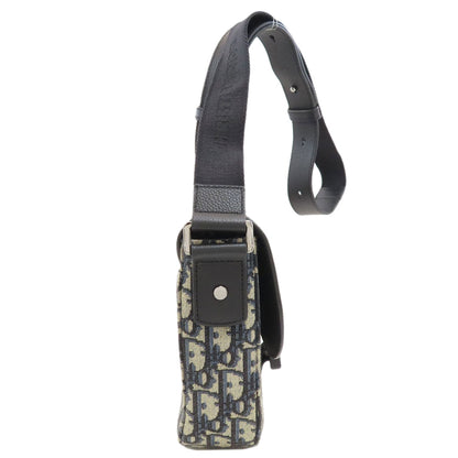 CHRISTIAN DIOR Saddle flap messenger bag Shoulder Bag Grained Calfskin Skin CanvasLadies [Used]