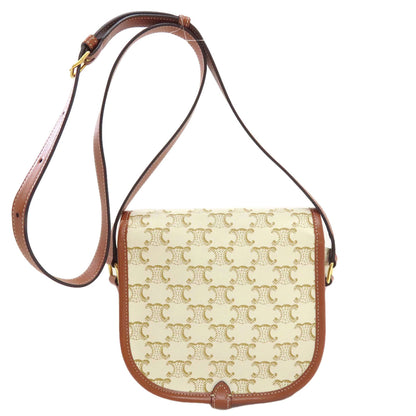 CELINE Folco Triomphe Shoulder Bag Leather Ladies [Used]