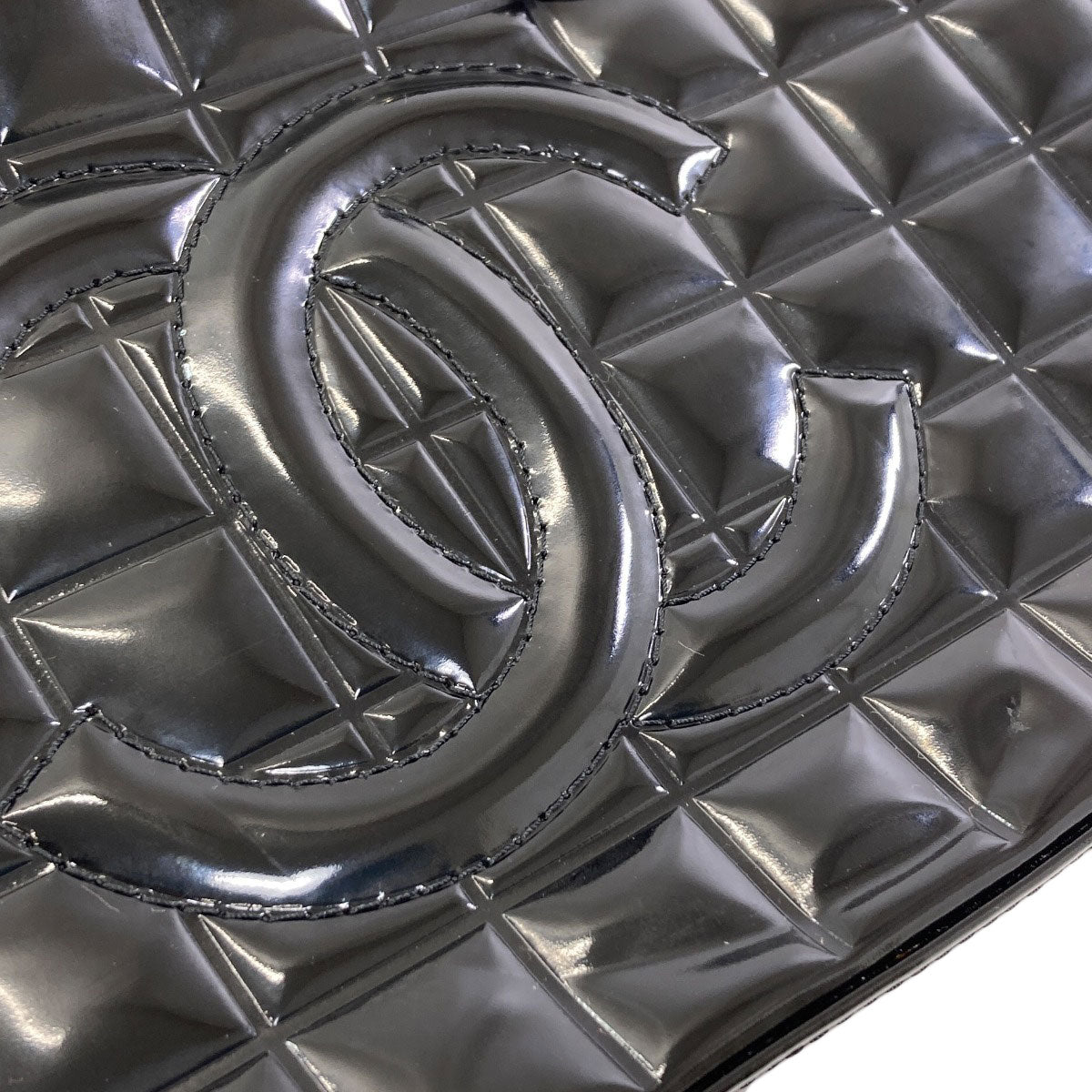 CHANEL Choco Bar SilverHardware Tote Bag Enamel Ladies [Used]