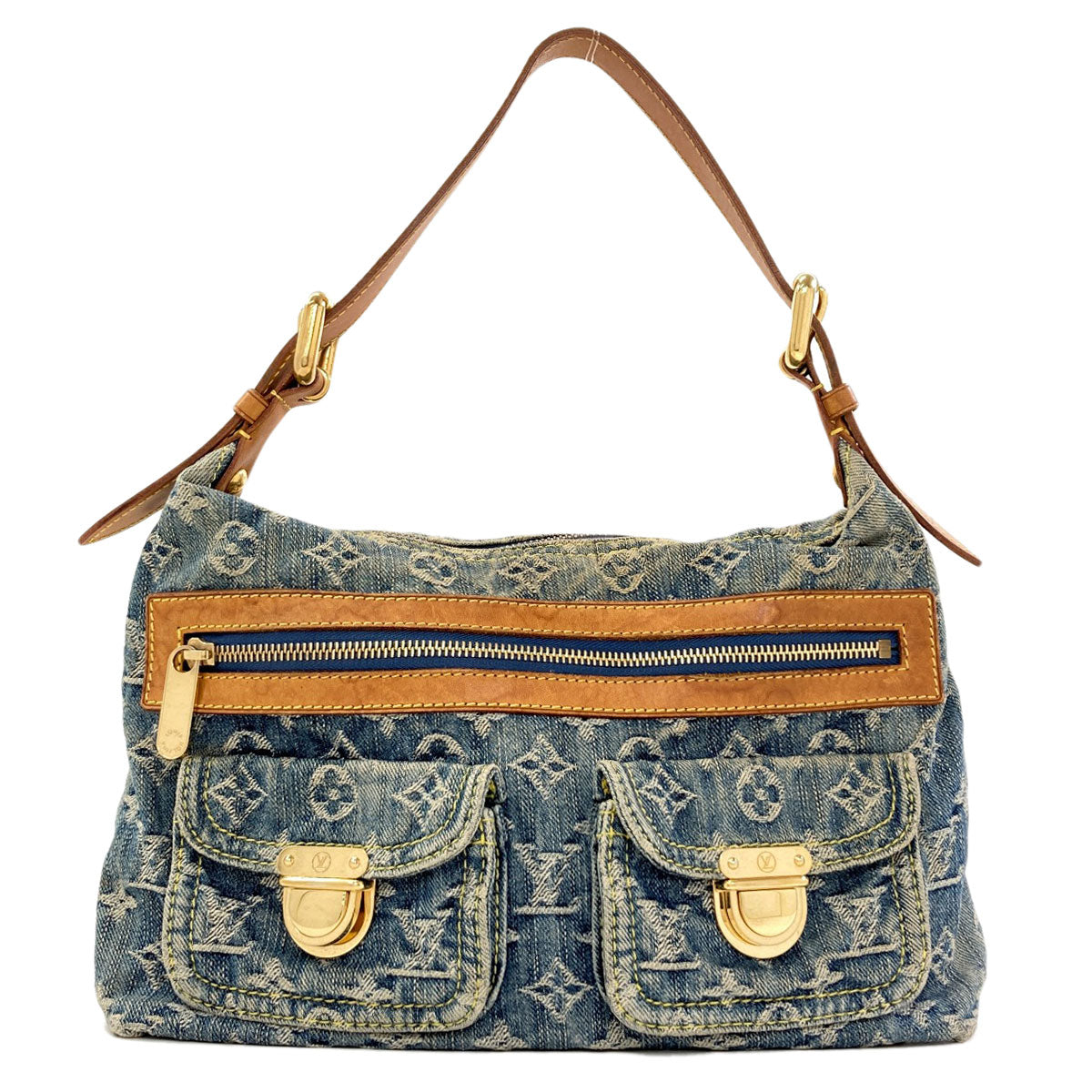LOUIS VUITTON M95049 Baggy PM Handbag Monogram Denim Ladies [Used]