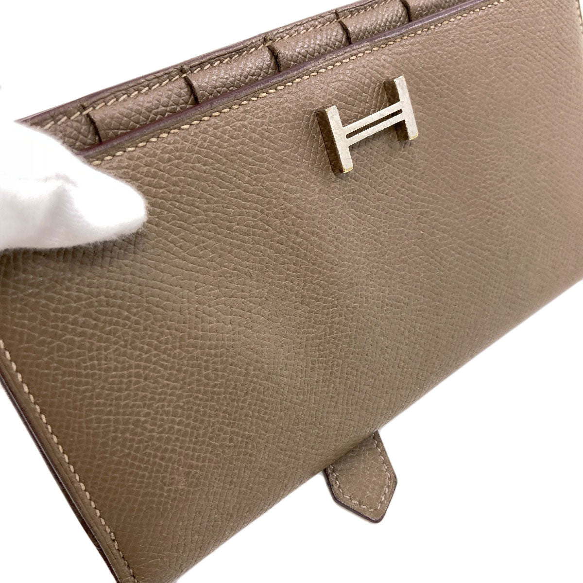 HERMES Bareness Free SilverHardware Long wallet (with coin pocket) Epsom Ladies [Used]