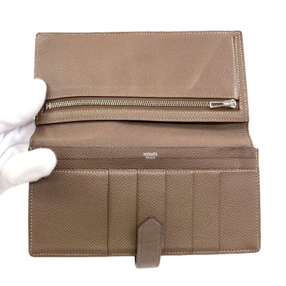 HERMES Bareness Free SilverHardware Long wallet (with coin pocket) Epsom Ladies [Used]