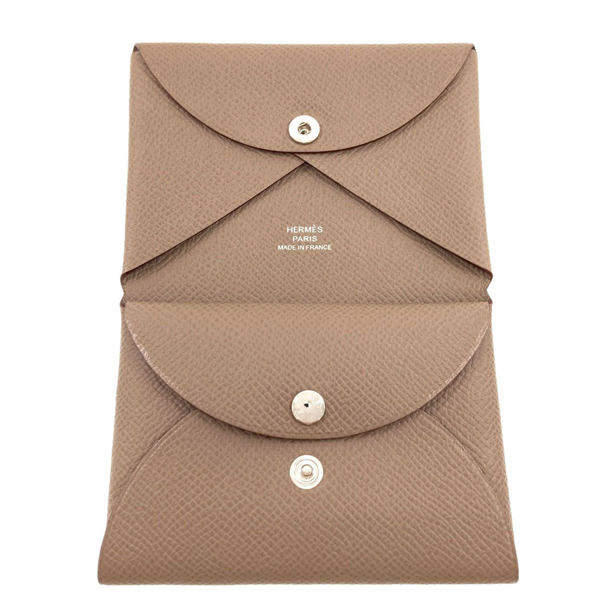HERMES Calvi Duo Etoupe SilverHardware Card Case Epsom Ladies [Used]
