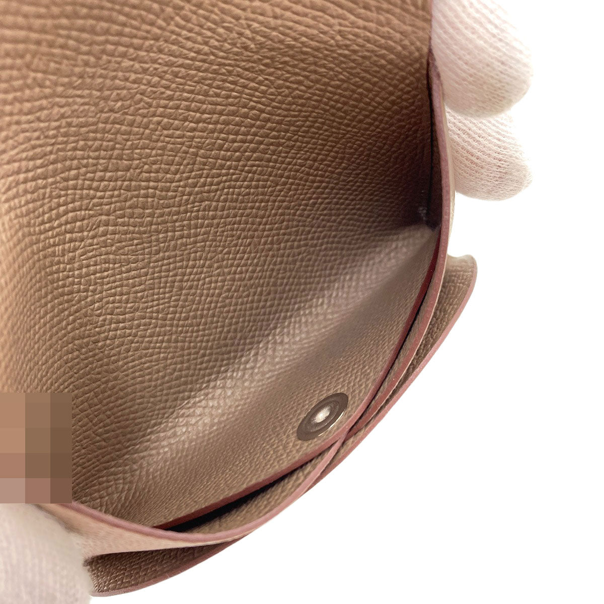 HERMES Calvi Duo Etoupe SilverHardware Card Case Epsom Ladies [Used]