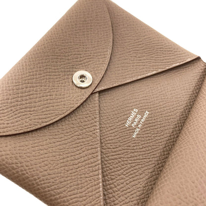 HERMES Calvi Duo Etoupe SilverHardware Card Case Epsom Ladies [Used]