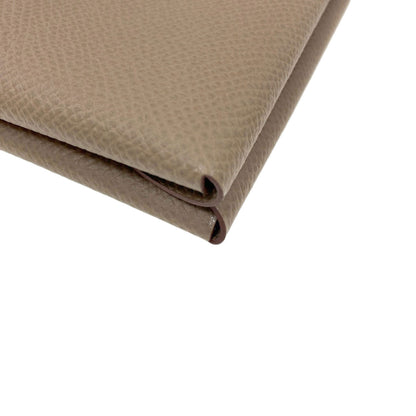 HERMES Calvi Duo Etoupe SilverHardware Card Case Epsom Ladies [Used]