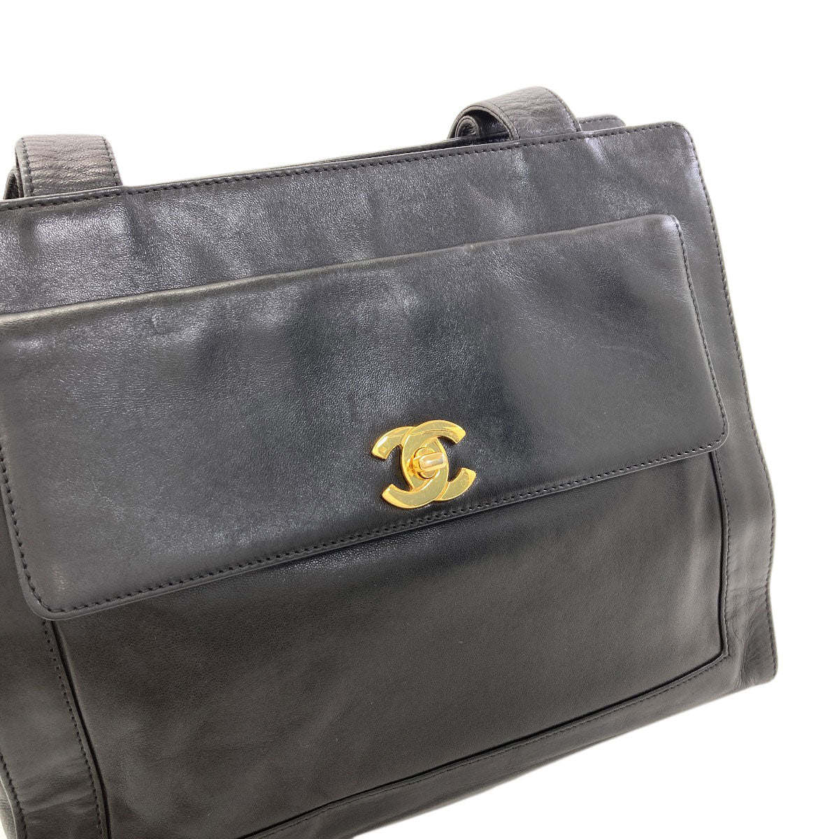 CHANEL COCO Mark GoldHardware Tote Bag Calf Ladies [Used]