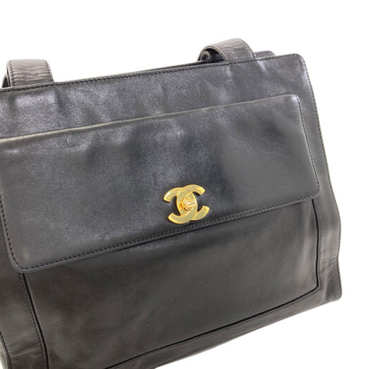 CHANEL COCO Mark GoldHardware Tote Bag Calf Ladies [Used]