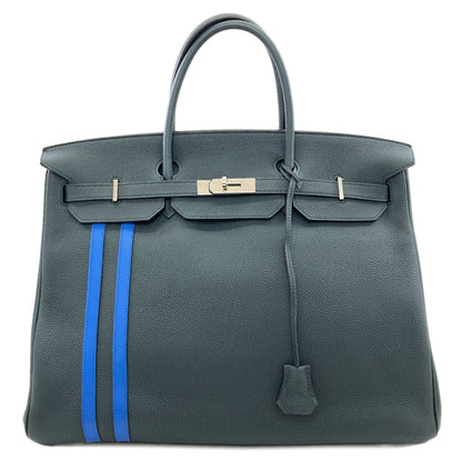 HERMES Birkin 40 Officer Vert Cypres SilverHardware Handbag Togo SwiftLadies [Used]