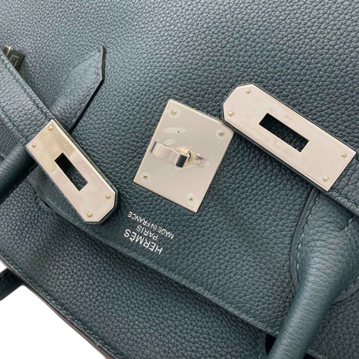HERMES Birkin 40 Officer Vert Cypres SilverHardware Handbag Togo SwiftLadies [Used]