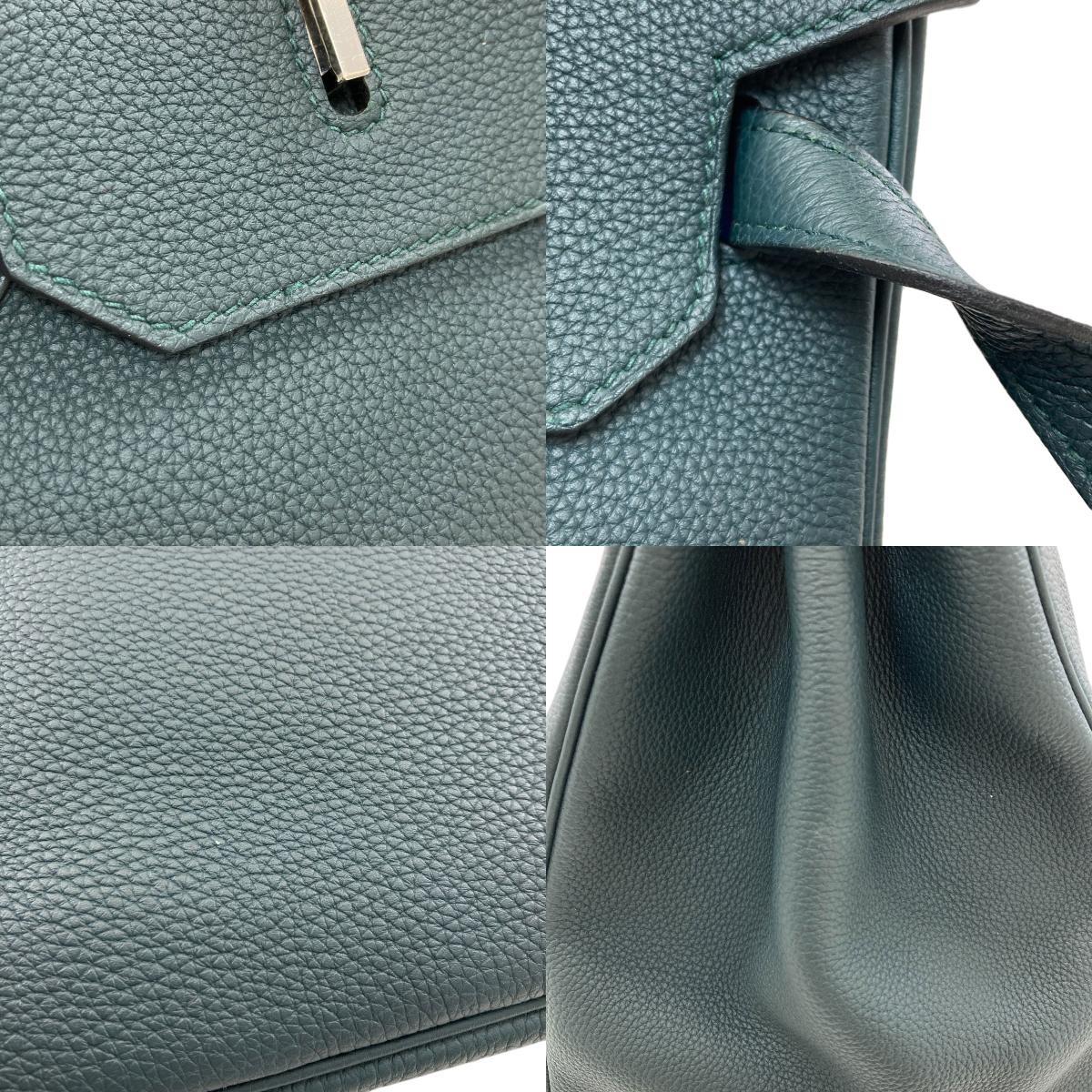 HERMES Birkin 40 Officer Vert Cypres SilverHardware Handbag Togo SwiftLadies [Used]