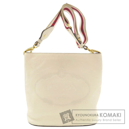 PRADA Long Shoulder Bucket Bag Embossed Shoulder Bag Calf Ladies [Used]