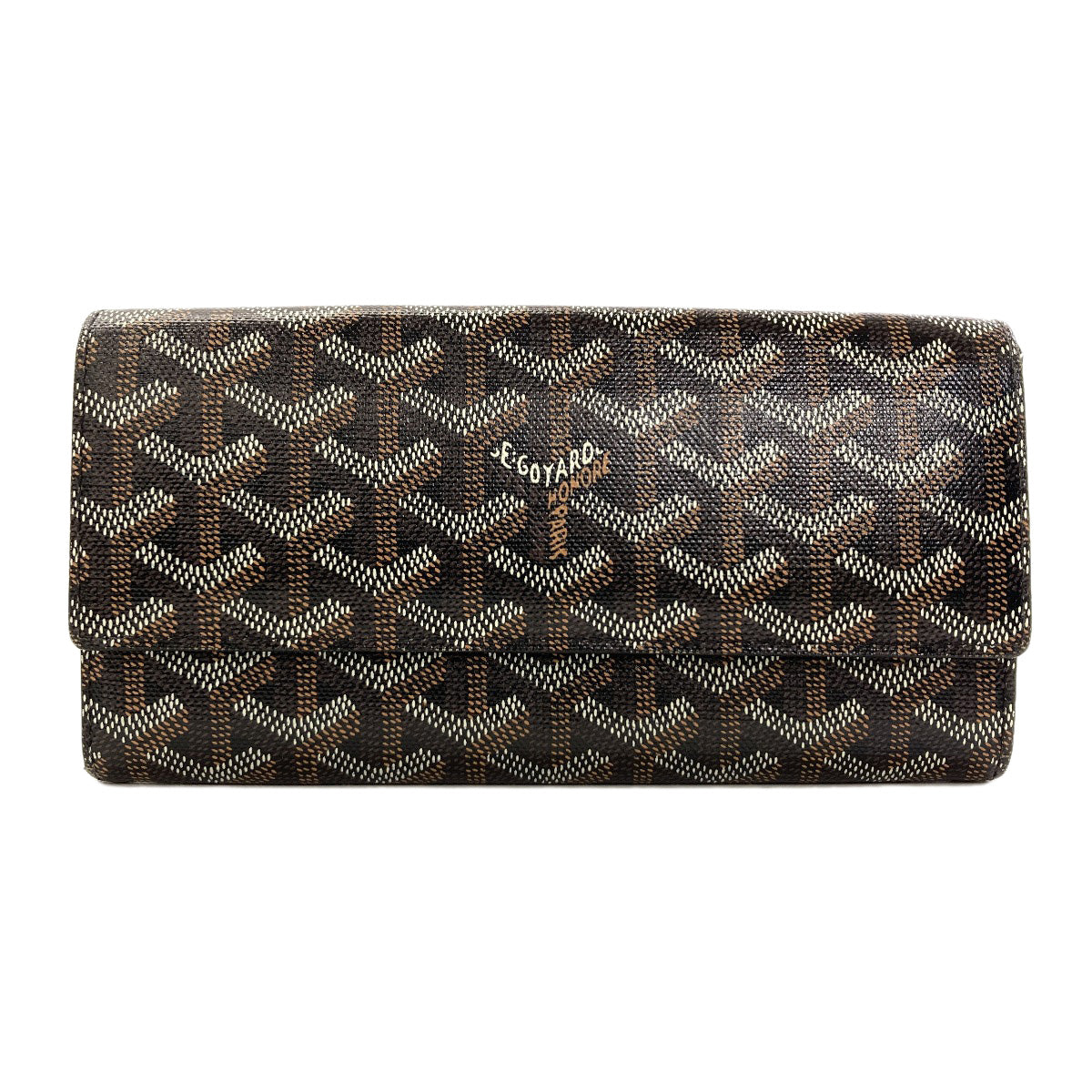 GOYARD Herringbone pattern Long wallet (with coin pocket) Coating canvas Ladies [Used]