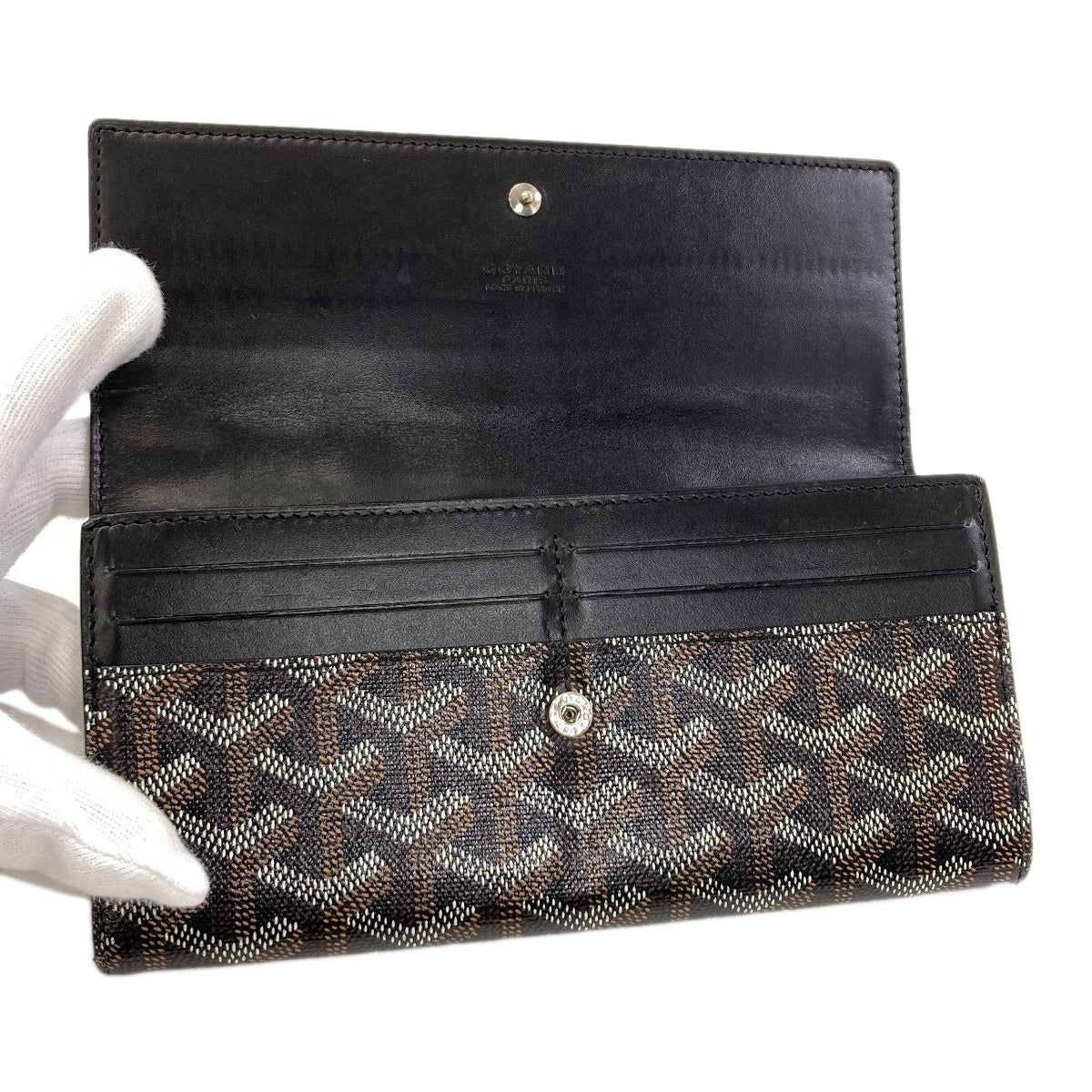 GOYARD Herringbone pattern Long wallet (with coin pocket) Coating canvas Ladies [Used]