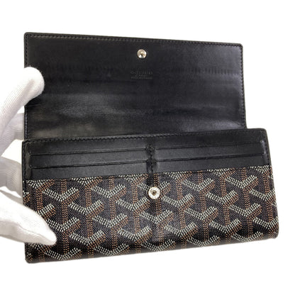 GOYARD Herringbone pattern Long wallet (with coin pocket) Coating canvas Ladies [Used]