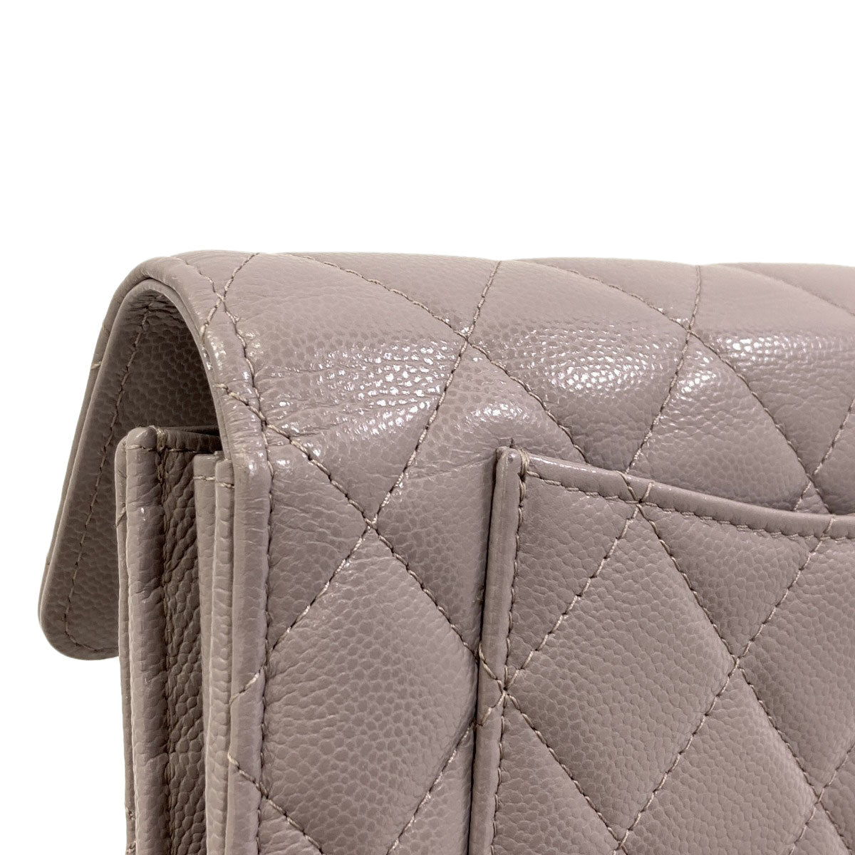 CHANEL Matelasse Classic Long SilverHardware Long wallet (with coin pocket) Grained Calfskin Skin Ladies [Used]