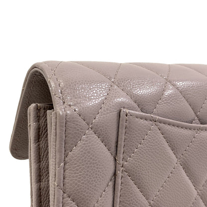 CHANEL Matelasse Classic Long SilverHardware Long wallet (with coin pocket) Grained Calfskin Skin Ladies [Used]