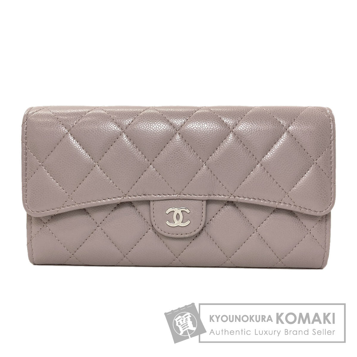 CHANEL Matelasse Classic Long SilverHardware Long wallet (with coin pocket) Grained Calfskin Skin Ladies [Used]
