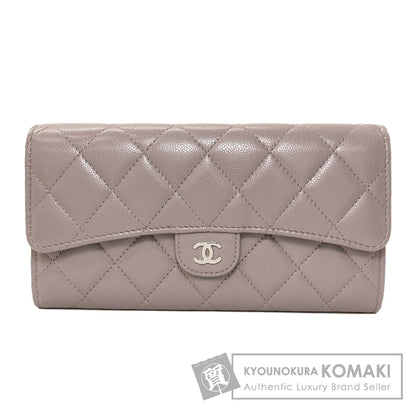 CHANEL Matelasse Classic Long SilverHardware Long wallet (with coin pocket) Grained Calfskin Skin Ladies [Used]