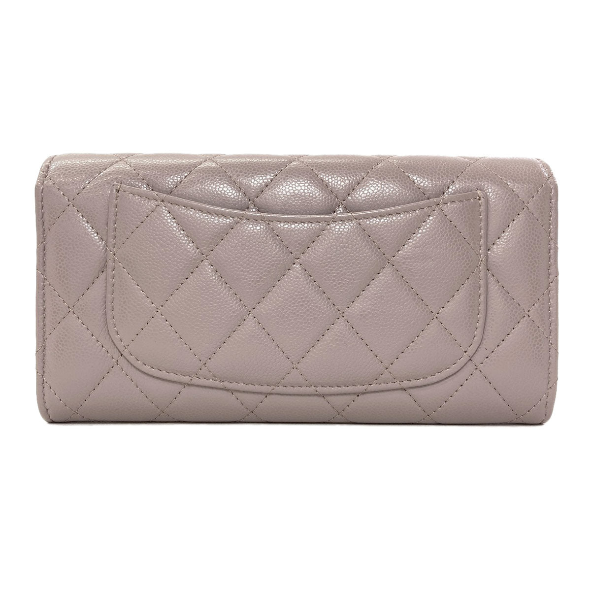 CHANEL Matelasse Classic Long SilverHardware Long wallet (with coin pocket) Grained Calfskin Skin Ladies [Used]