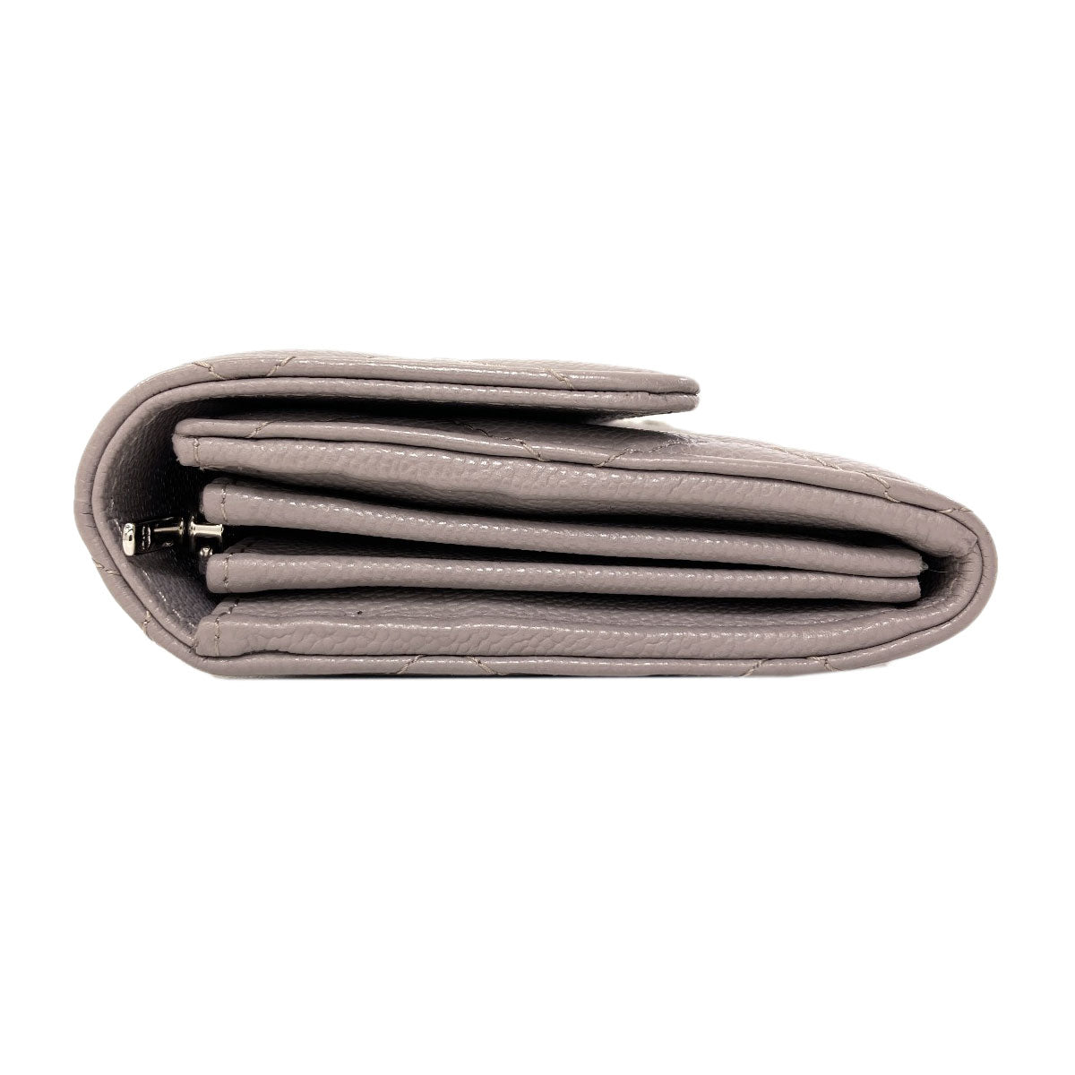 CHANEL Matelasse Classic Long SilverHardware Long wallet (with coin pocket) Grained Calfskin Skin Ladies [Used]