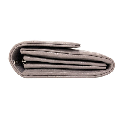 CHANEL Matelasse Classic Long SilverHardware Long wallet (with coin pocket) Grained Calfskin Skin Ladies [Used]